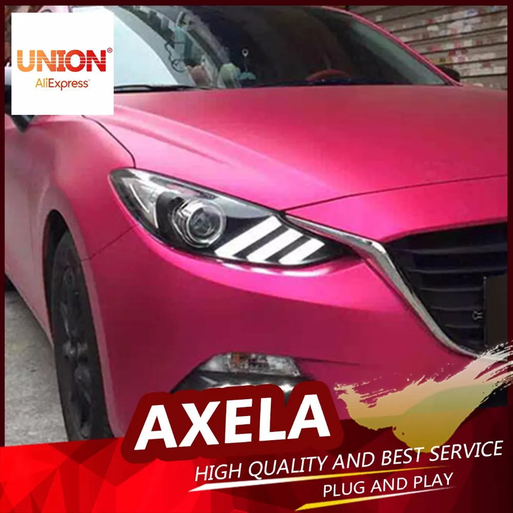 

UNION Car styling Mazda3 Axela headlights U angel eyes DRL 2014 Mazda3 Axela LED light bar DRL Q5 bi xenon lens h7 xenon