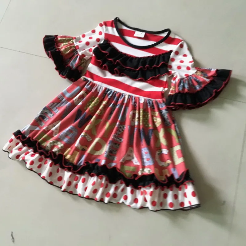 

A novel Bib and Flare sleeves and Red Ruffle style 100% cotton and present of Baby Girls Dress Apparel Accessory for birthday