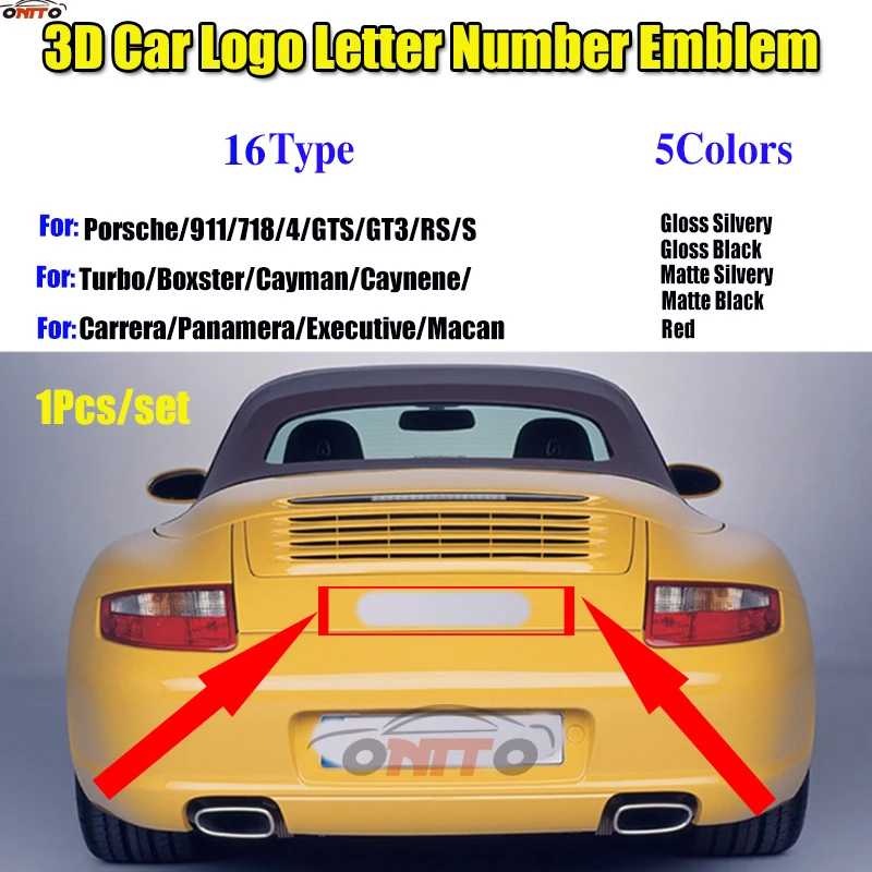 

1X Car Styling Decoration ABS Auto Rear Letter Number Decal Emblem Trunk Tail Boot Label Words Sticker Red/Matter/Gloss Silvery