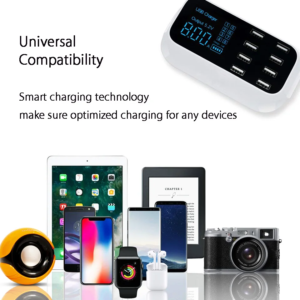 Настенное зарядное устройство с 8 USB портами для Samsung Iphone Xiaomi|Зарядные устройства|