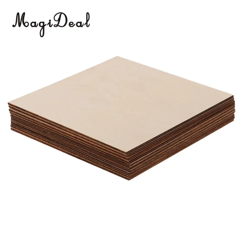 3 Sizes Square / Rectangle MDF Unfinished Wood Pieces Blank Plaque for DIY Woodwork Craft Pyrography Scrapbooking Building Model
