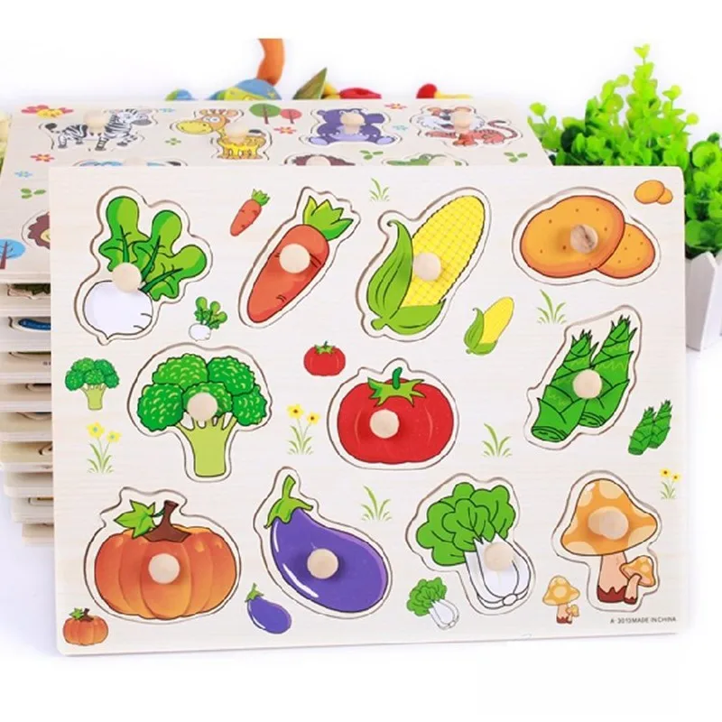 Baby-Wooden-Vegetable-Jigsaw-Children-Grasping-Puzzle-Toys-Early-Learning-Educational-Hand-Grasp-Wooden-Plate-Toys