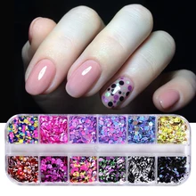 1 Набор Мини Круглый блестки блеск для ногтей блестки пыль смешанные 1/2/3 мм, «сделай сам» польский хлопья украшения 12 Сетки маникюрные Типсы SAP