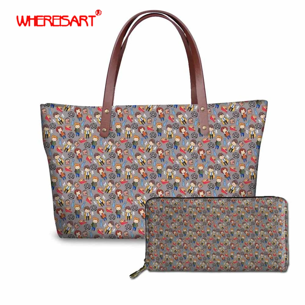 WHEREISART Hello Quirky Supernatural women's shoaulder bgs shopper bag Casual shoulder bag shoulder bag big
