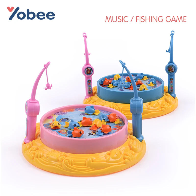 Yobee New Music Electric Fishing Toys Rotating Floating Fish Toy Fun Rod Educational