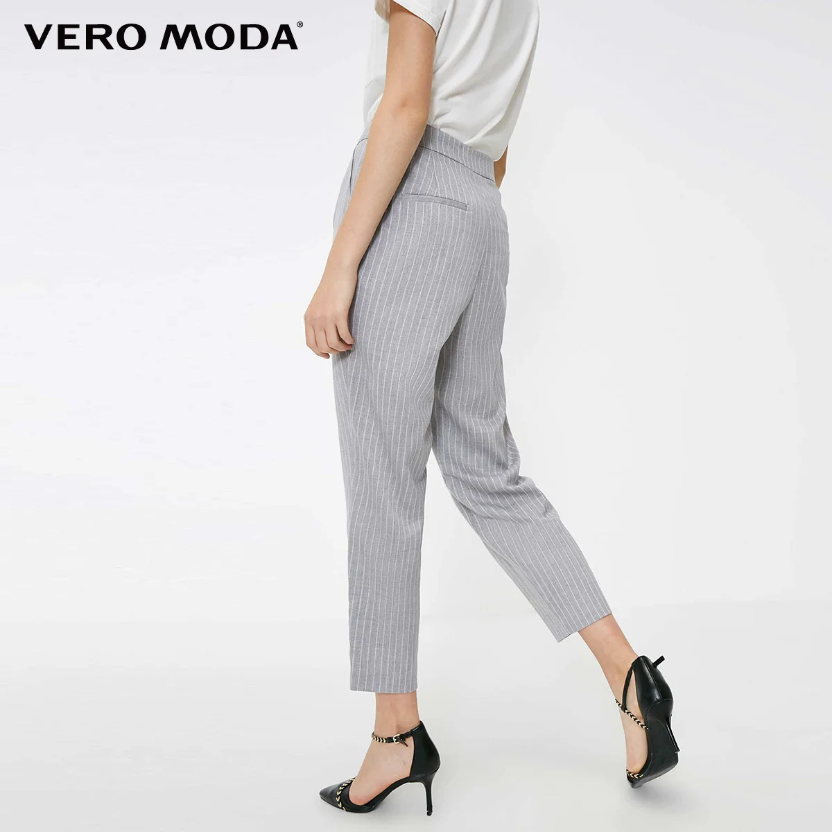 Vero Moda новые женские брюки женские OL Стиль Полосатый средней посадки повседневные укороченные брюки и капри | 318350517