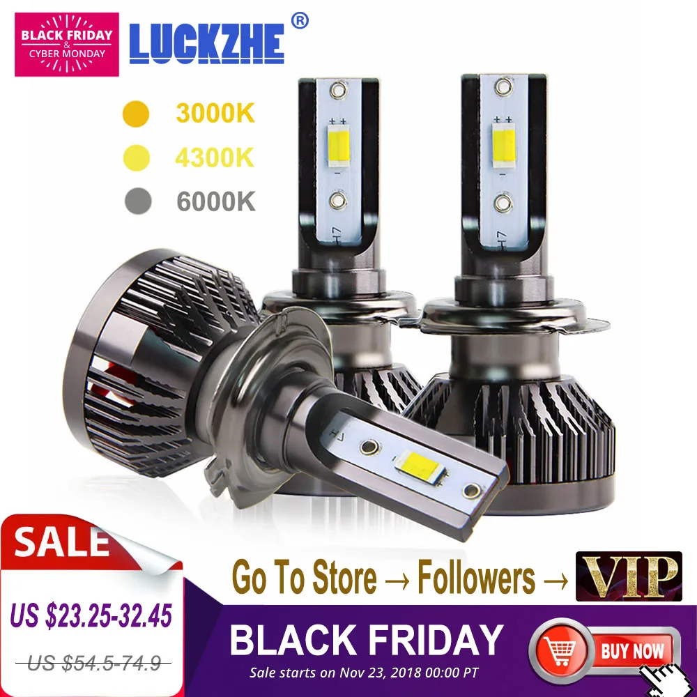 

2Pcs H7 LED Headlight Bulb H1 H3 H4 H8 H9 H11 9005 9006 9012 10000LM 100W 3000K 43000K 6000K Driving Auto Led H7 Light Bulbs
