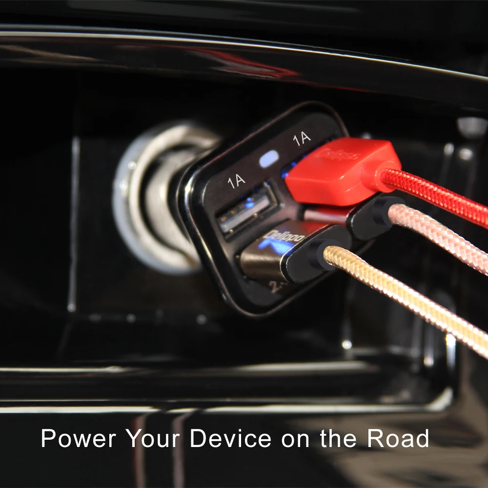 

Delippo 5V 34W 4-Port USB Car Charger Rapid Charge Smart Charging 6.8A with Blue Indicator Lights Black