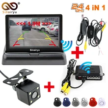 Sinairyu Auto Senza Fili di Parcheggio Monitor di Sistema Video 4.3 pollice Auto Pieghevole Monitor con sensore di Parcheggio e macchina fotografica Senza Fili Kit