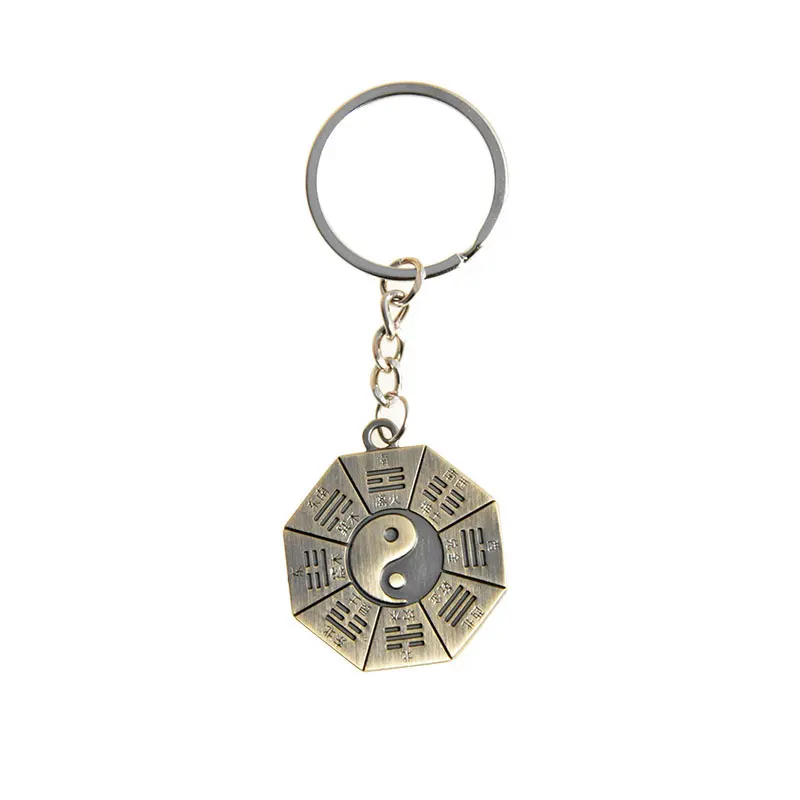 

Feng Shui Tai Chi Bagua Copper Mirror Keychain Chinese The 8 Hexagrams Mirror Charms Retro color Home Decoration Accessorie