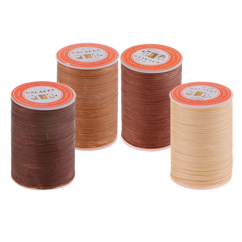 High Quality 4 Rolls 300M 0.35mm Durable Round Waxed Polyester Thread Wax String Leather Sewing Stitching Jewelry Craft