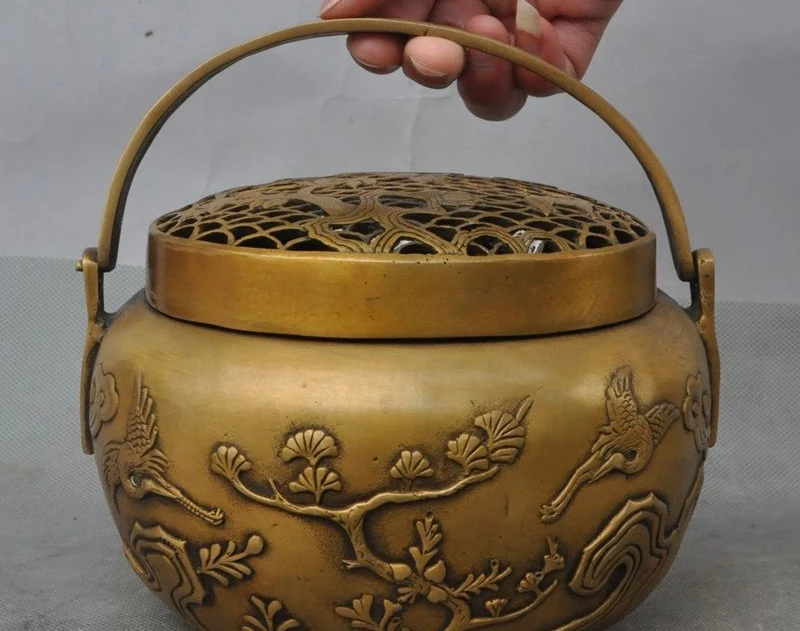 

Marked China bronze Deer Peach Crane Pine longevity Lucky Incense burner Censer