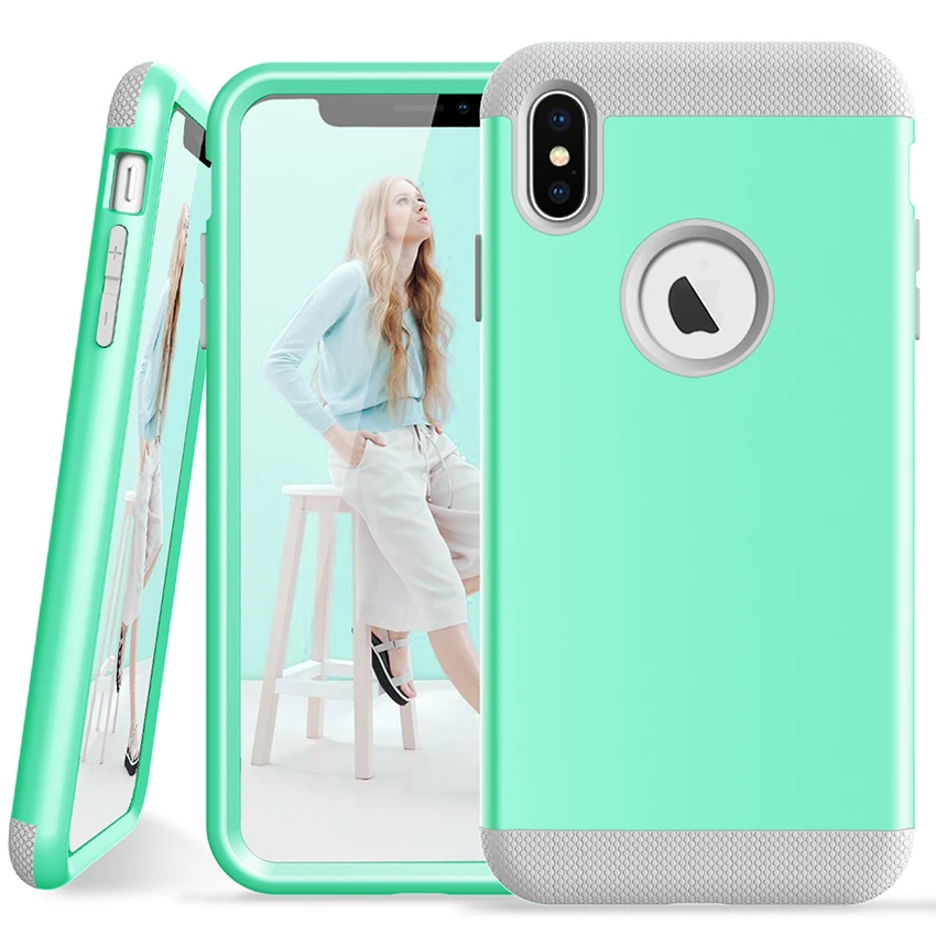 

Funelego 3 in 1 PC Silicon Shockproof Hard Rugged Protection Phone Case For iPhone X XR XS Max 360 Full Phone Protective Cover