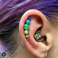 Новинка Горячая распродажа 16 Калибр(1,2 мм) Нержавеющая сталь Циркон трагус спиральный для хряща раковины daith пирсинг серьги