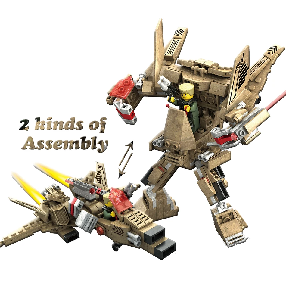 

KAZI Transformation Armored Car Robot Action Figures Building Blocks Compatible Legoe Weapons Military Blocks Toys for children