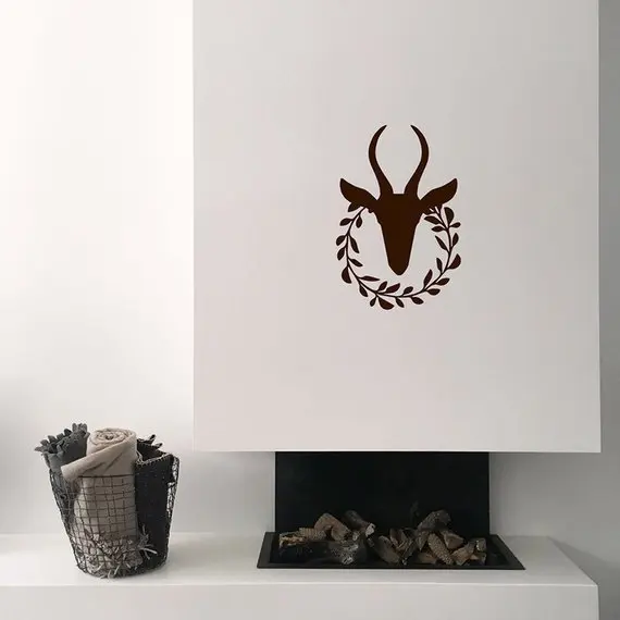 Holiday Wreath Decal - Christmas Wall Decor Sticker with Antelope
