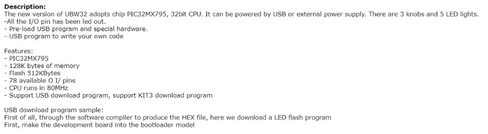 1 шт х UBW32 PIC32MX795 USB 32-битный газонокосилку макетная плата Kit3 скачать