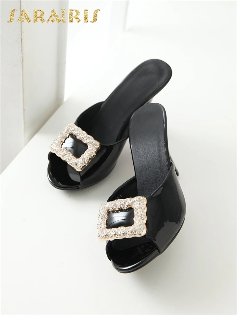 SARAIRIS/ г. летняя обувь с кристаллами больших размеров 32-43 женские пикантные туфли-лодочки на высоком тонком каблуке, 7 цветов, модные красные туфли-лодочки