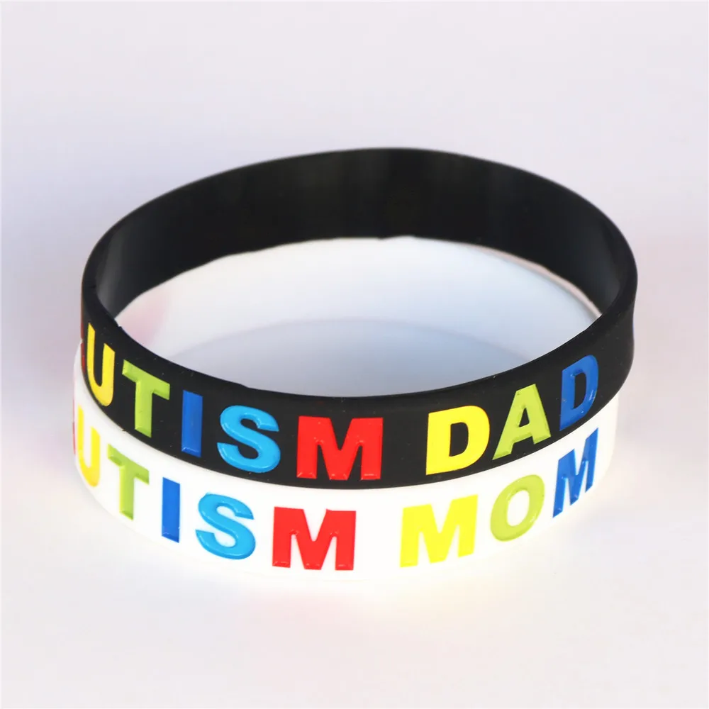 1 шт., дизайн, силиконовый браслет с надписью Love Autism для папы и мамы, 2 цвета, черный, белый, браслеты, семейные подарки, SH123