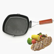 24x24 CM Steak Frying Pan Refined Iron Pot Folding Thickened Non-stick Grill Pan Cooking Pan Barbecue Outdoor Camping Cookware 1pc 220v electric non stick pan professional steak machine business home grill grill bread beef steak machine