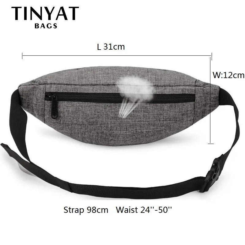 Сумка поясная Поясная повседневная сумка-унисекс TINYAT, холщовая сумка на пояс для хранения денег и телефона, функциональная набедренная сумка-бананка