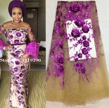 

fuchsia sequin fabric 450*135CM african sequin lace fabric for sewing high quality african tulle lace fabric with sequins J7992