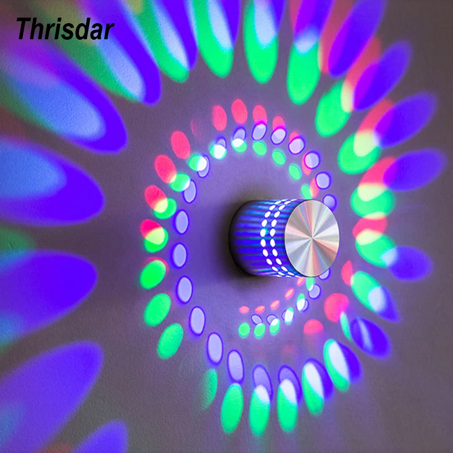 

Thrisdar led 3W spiral aluminum wall lamp aisle lights living room hotel bar background lights outdoor and indoor