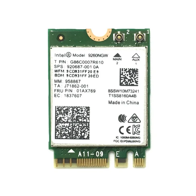 Двухдиапазонный игровой адаптер для Windows 10 PCI E 1x Беспроводной AC 9260 Intel 9260NGW 802.11ac 5