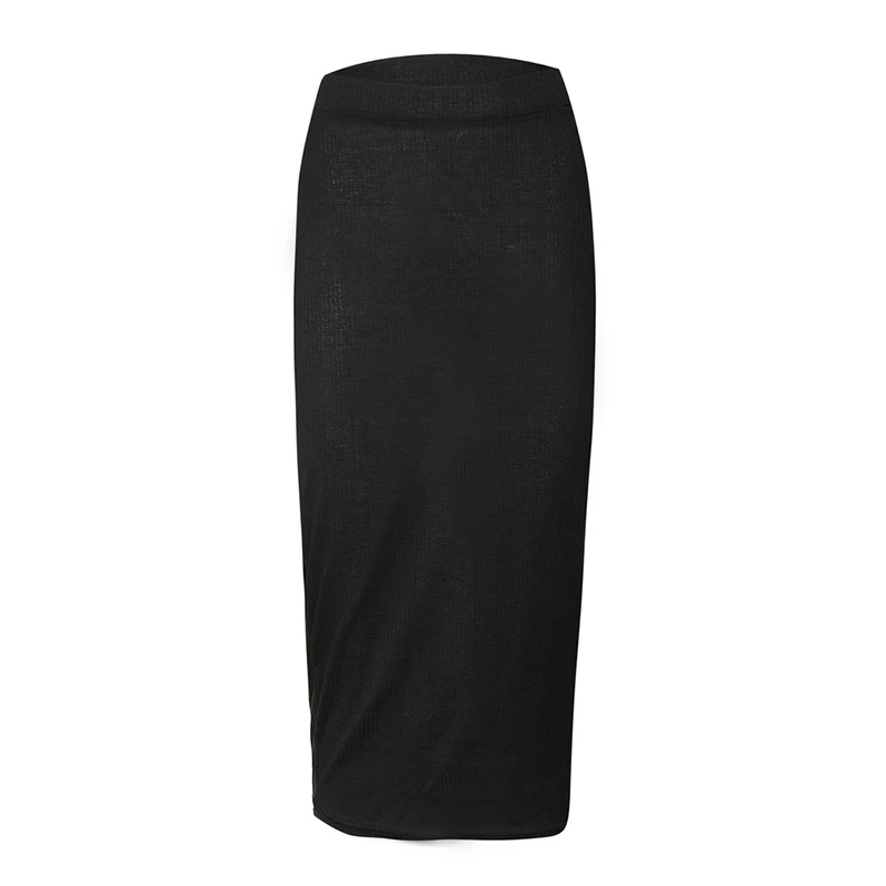Cloysmo, юбки с высокой талией, Женская Осенняя вязанная длинная юбка-карандаш, базовая повседневная юбка, Faldas Mujer Moda, черная, белая