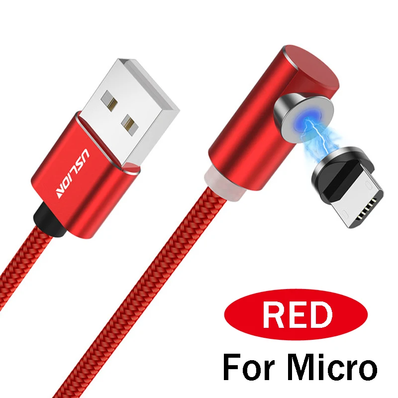 USLION быстро Магнитный кабель Micro Тип usb C USB кабель Зарядное устройство для iPhone XS х R samsung S10 S9 магнит Android телефонный кабель Шнур - Цвет: Red For Micro