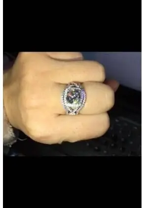 

TR014S Luxury 3 Carat Cushion Cut Rings Sets Best Quality NSCD Synthetic Gem 3PC ring sets