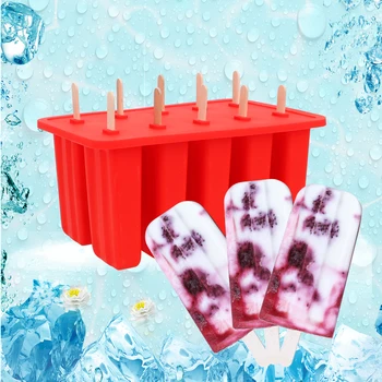 

50 Sticks DIY Ice Cream Cube Tools Pop Lolly Frozen Mold Popsicle Maker Silicone Ice Cream Tubs With Cover Tray Bags