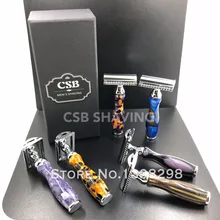 CSB роскошный подарок традиционная двойная Безопасная бритва с 20 лезвиями ручная работа высококачественная акриловая бритвенная ручка