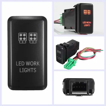 

12V Red LED Work Lights Push Button Switch For Toyota Fortuner Hilux Tacoma 2005-2011