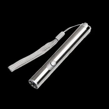 

1xAA Flashlight 300lm Mini Torch LED Flashlight 3Mode Stainless steel at the Flashlight For money detect lighting Laser teaching