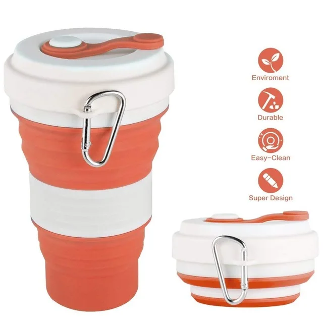 550ML 550 мл дорожная чашка, кружка, складная силиконовая чашка с крышкой, легкая кружка для воды, кофе, питья, для кемпинга, туризма, BPA бесплатно - Цвет: 550ML