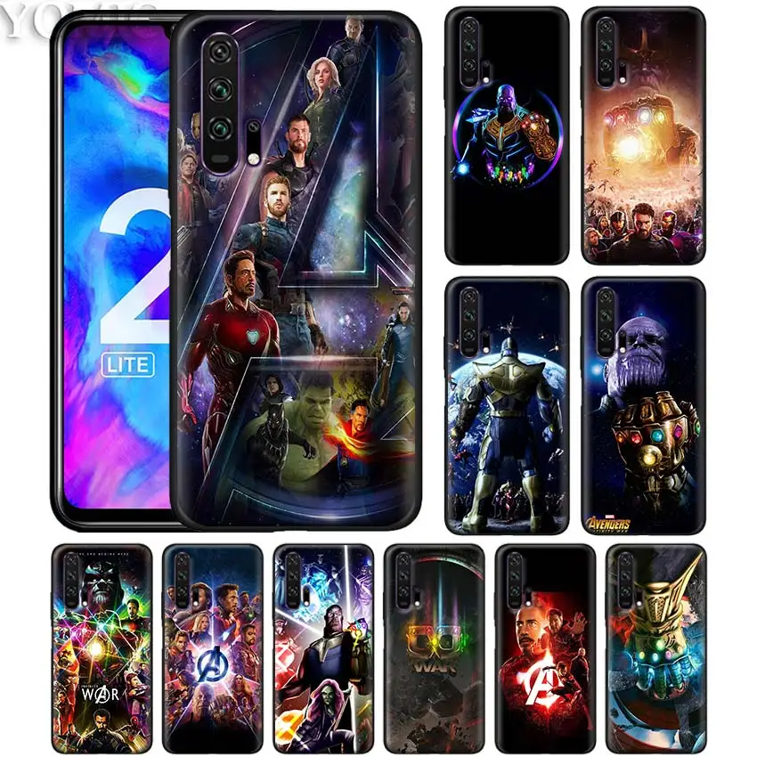 

marvel Avengers Infinity War Black Silicone Case for Huawei Honor 20 Pro 10 20 Lite 8X 8S 8C 8A View 20 Y9 2019 Soft Case Cover