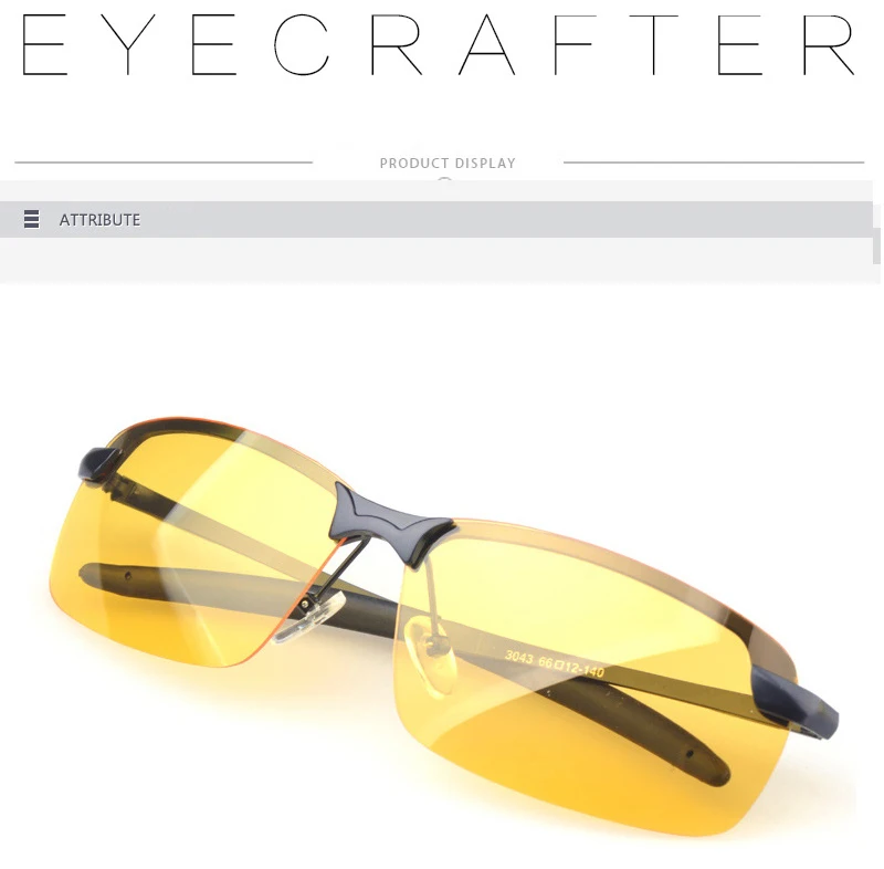 Мужские солнцезащитные очки без оправы, поляризованные солнцезащитные очки с желтыми линзами, антибликовые очки с антибликовым покрытием, очки для вождения