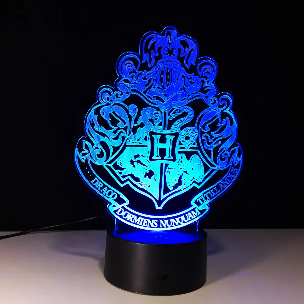 Ночник с дистанционным управлением, 3D, магический школьный светодиодный светильник Hogwarts, декор для спальни, RGB настольная лампа, детский подарок