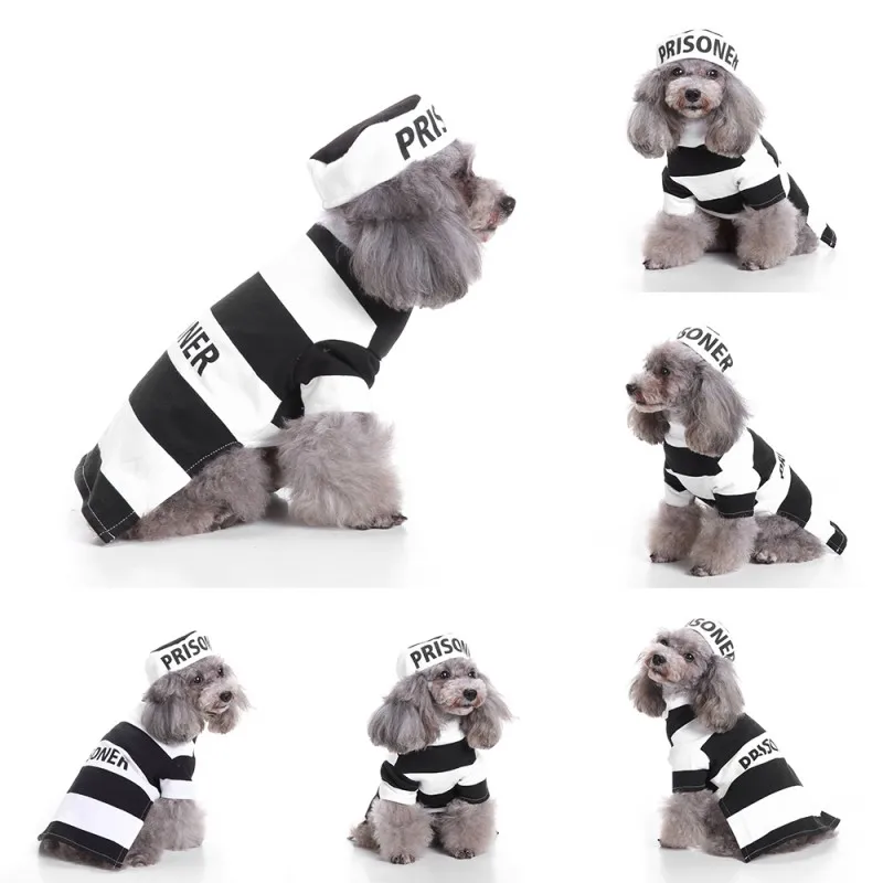 Полиция и косплей заключенного костюмы Собака Кошка Костюмы для щенков комплект с наручниками шляпа вечерние Хэллоуин поставки