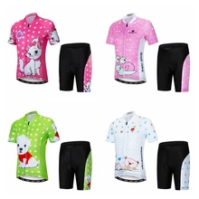 Велоспорт Джерси Детский велосипед Джерси и шорты комплект pro MTB Горный Дорожный топы для мальчиков и девочек велосипед Джерси костюм розового и зеленого цветов