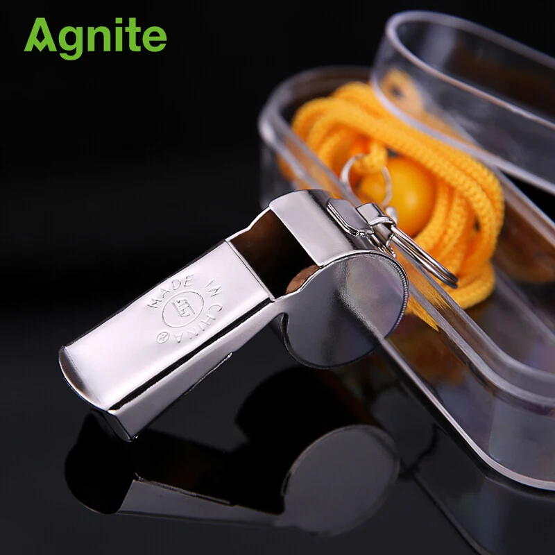 

Agnite 2018 Metal Steel Whistle Genuine Sports Outdoor Basketball Football Stainless Steel Coach Copper Referee Whistle survival