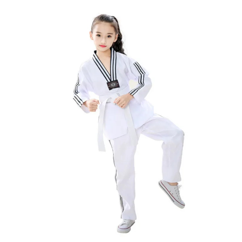 

New Arrivals Adult Unisex Man Female child kids Breathable cotton Taekwondo uniform WTF Approved tdk Taekwondo dobok clothes S