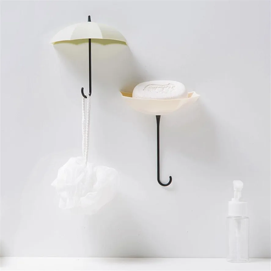 

WBBOOMING 3pcs/set Cute Umbrella Wall Mount Key Holder Wall Hook Hanger Organizer Durable Bathroom Kitchen Hooks Color Random