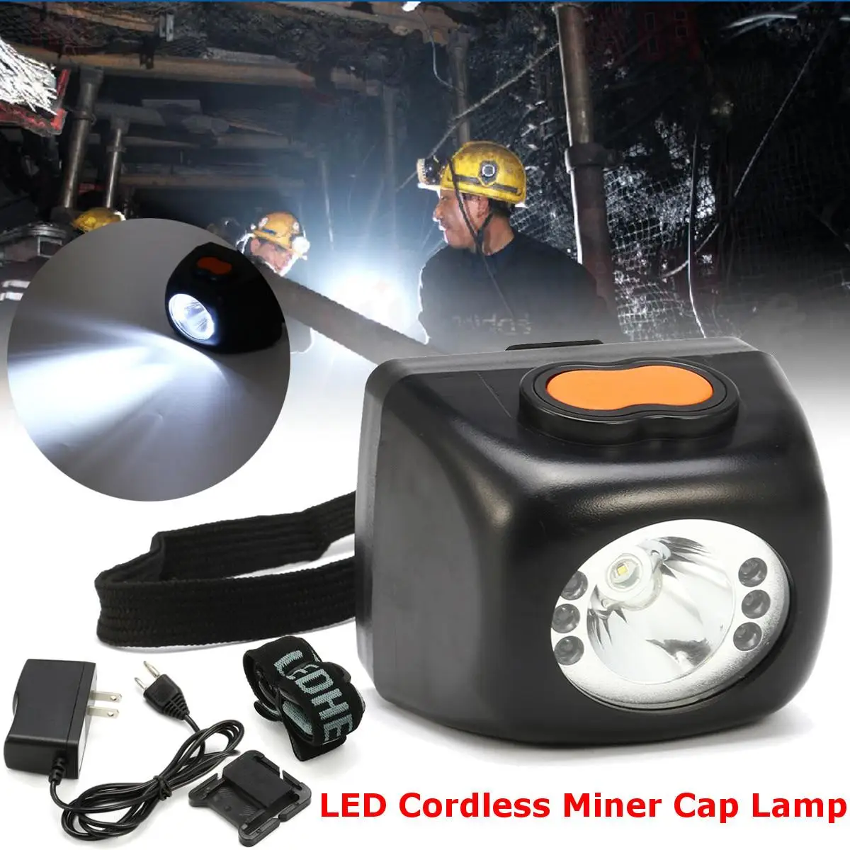 

LED Headlamp Cordless Miner Safety 3W Portable Headlight Head Light Camping Light for Miner Fishing