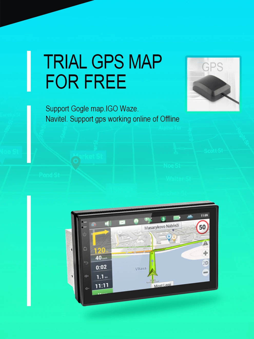 Android 8,1 coche Radio Estéreo navegación GPS Bluetooth wifi Universal 7 \