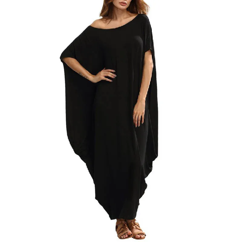 Черный Летнее платье женское плюс размер бюст 145 см 6XL 7XL 8XL платье до щиколотки женские черные зеленые красные цвета - Цвет: Черный