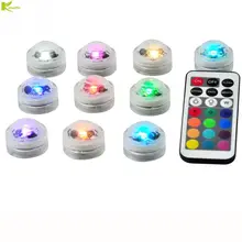 10 шт. лампа для ванны с пультом дистанционного управления Мини Открытый RGB погружной светодиодный светильник многоцветный подводный светильник домашняя Ваза Декор лампа