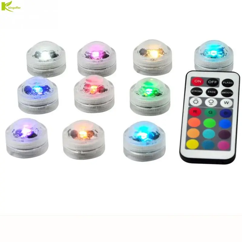 

10pcs Bathtub Lamp With Remote control Mini Outdoor RGB Submersible LED Light Multicolor Underwater Light home Vase decor Lamp