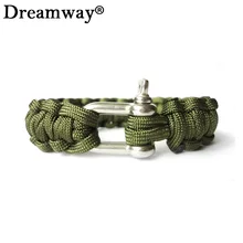 

Adjustable Zinc Alloy Shackle Weaving Survival Bracelet 304L Steel Buckle Paracord Bracelet 8 Colors Wholesale Drop Shipping